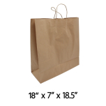 18" X 7" X 18.5" Jumbo Size Paperbag with Handle - 200/Case
