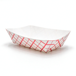 Rectangular Red Check Paper Food Tray 2 lb. - 1000/Case