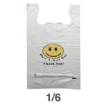 1/6 Smile Face White Plastic T-Shirt Bag - 170/Case