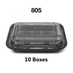 [团购10箱] 805 长方形黑色塑料餐盒套装 5 1/2" X 4 5/8" X 1 5/8" - 600套/箱