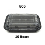 [Bulk 10 Cases] 805 Rectangular Black Plastic Lunch Box Set 5 1/2" X 4 5/8" X 1 5/8" - 600/Case