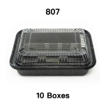 [Bulk 10 Cases] 807 Rectangular Black Plastic Lunch Box Set 6 1/2" X 4" X 1 3/8" - 550/Case