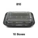 [团购10箱] 810 长方形黑色塑料餐盒套装 7 1/4" X 5 1/8" X 1 3/8" - 500套/箱