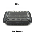 [Bulk 10 Cases] 810 Rectangular Black Plastic Lunch Box Set 7 1/4" X 5 1/8" X 1 3/8" - 500/Case