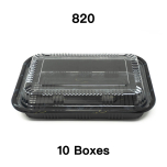 [Bulk 10 Cases] 820 Rectangular Black Plastic Lunch Box Set 8 3/8" X 5 3/4" X 1 3/8" - 400/Case