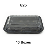 [团购10箱] 825 长方形黑色塑料餐盒套装 9 1/8" X 6 3/8" X 1 3/8" - 300套/箱