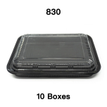 [Bulk 10 Cases] 830 Rectangular Black Plastic Lunch Box Set 10 1/2" X 7 7/8" X 1 3/8" - 200/Case