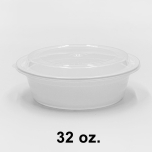 [团购30箱] 圆形白色塑料餐盒套装 32 oz. (729) - 150套/箱