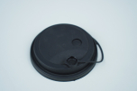 90 PP Black Injection Lid w/ Attached Stopper - 1000/Case