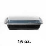 AHD 长方形黑色塑料餐盒套装 16 oz. (038) - 150套/箱