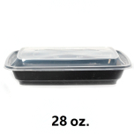 AHD 长方形黑色塑料餐盒套装 28 oz. (006) - 150套/箱
