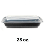 28 oz. AHD006 长方形黑色塑料餐盒套装 - 150套/箱