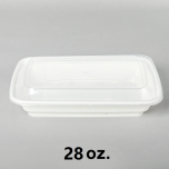 AHD Rectangular White Plastic Container Set 28 oz. (006) - 150/Case