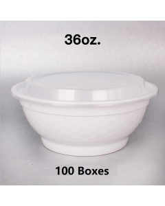 [团购100箱] 36 oz. 圆形白色塑料碗套装 - 150套/箱