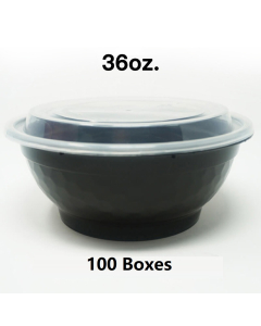 [团购100箱] 36 oz. 圆形黑色塑料碗套装 - 150套/箱