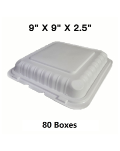 [团购80箱] 正方形白色塑料三格环保餐盒 9