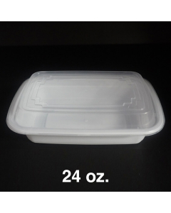 24 oz. 长方形白色塑料餐盒套装 - 150套/箱