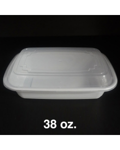 38 oz. 长方形白色塑料餐盒套装 - 150套/箱