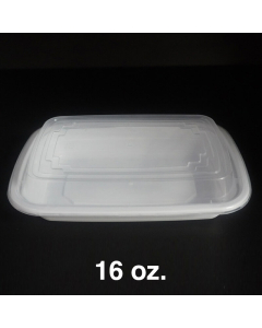 16 oz. 长方形白色塑料餐盒套装 - 150套/箱
