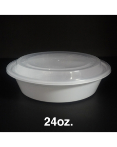 24 oz. Round White Plastic Deli Container Set - 150/Case
