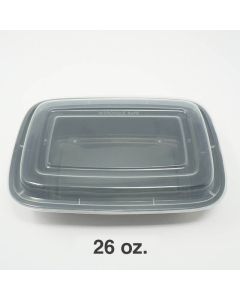 FH 26 oz. Rectangular Black Plastic Container Set - 150/Case