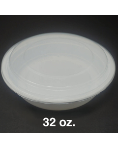 SD 32 oz. Round White Plastic Food Container Set (729) - 150/Case