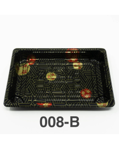 008-B Rectangular Black Plastic Sushi Tray Container Base (Not Combo) 6 1/2" X 4 1/2" X 3/4" - 1500/Case
