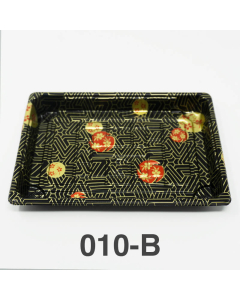 010-B Rectangular Black Plastic Sushi Tray Container Base (Not Combo) 7 3/8" X 5 1/8" X 7/8" - 1200/Case