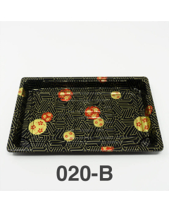 020-B Rectangular Black Plastic Sushi Tray Container Base (Not Combo) 9 1/4" X 5 3/4" X 3/4" - 800/Case