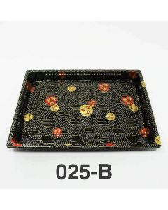 025-B Rectangular Black Plastic Sushi Tray Container Base (Not Combo) 10 1/4" X 7 3/8" X 7/8" - 504/Case