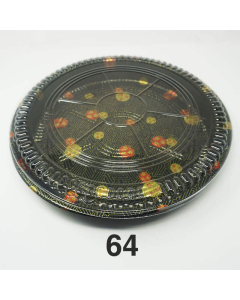 64 Round Flower Pattern Plastic Party Tray Set 14 3/4" X 1 7/8" - 60/Case