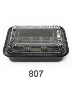 807 Rectangular Black Plastic Lunch Box Set 6 1/2" X 4" X 1 3/8" - 550/Case