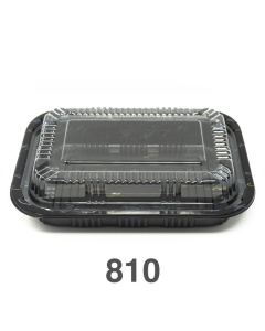 810 Rectangular Black Plastic Lunch Box Set 7 1/4" X 5 1/8" X 1 3/8" - 500/Case