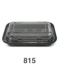 815 Rectangular Black Plastic Lunch Box Set 8" X 5 1/8" X 1 3/8" - 450/Case