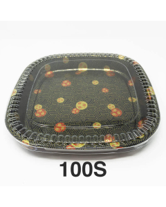 100S Square Flower Pattern Plastic Party Tray Set 10 1/8" X 10 1/8" X 1 5/8" - 120/Case