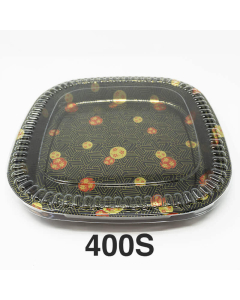 400S Square Flower Pattern Plastic Party Tray Set 14 1/8" X 14 1/8" X 1 5/8" - 60/Case