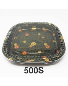 500S Square Flower Pattern Plastic Party Tray Set 16 1/8" X 16 1/8" X 1 5/8" - 60/Case