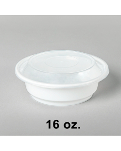 16 oz. AHD001 Round White Plastic Container Set  (718) - 150/Case