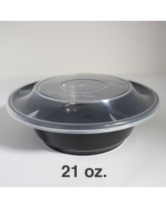 7“ 21 oz. AHD007 Round Black Plastic Container Set  (723) - 150/Case