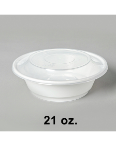 AHD Round White Plastic Container Set 21 oz. (007) - 150/Case