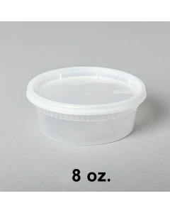 [Bulk 16 Cases] 8 oz. Round Clear Plastic Soup Container Set - 240/Case
