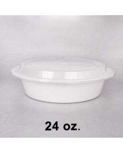 24 oz. Classic Round White Plastic Container Set - 150/Case