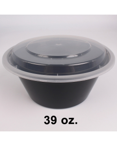 HT 39 oz. Round Black Plastic Bowl Set (7039) - 150/Case