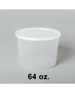 HT 64 oz. 圆形透明汤盒套装 - 120套/箱