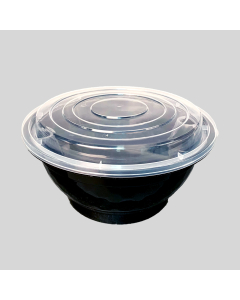 50 oz. Round Black Plastic Food Container Set w/ insert - 90/Case
