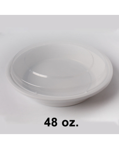 Round White Plastic Container Set 48 oz. (948) - 150/Case