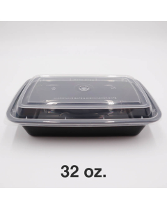 RT Rectangular Black Plastic Container Set 32 oz. (878) - 150/Case
