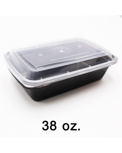 38 oz Rectangular Black Plastic Container Set (888) - 150/Case