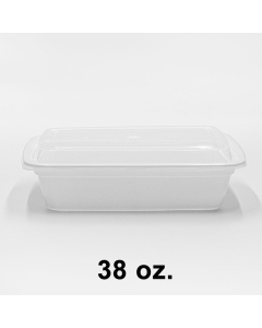 38 oz. 长方形白色塑料餐盒套装 (888) - 150套/箱