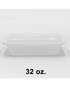 [团购30箱] 32 oz. 长方形白色塑料餐盒套装 (878) - 150套/箱